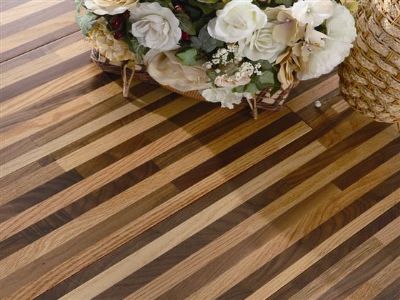 Multi-strips red oak & walnut engineered wood flooring
